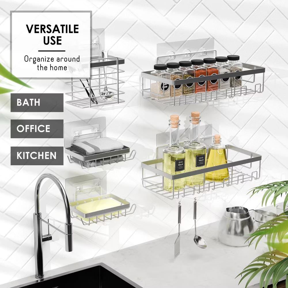 Hearth & Harbor Shower Caddy Adhesive Shower Organizer, Large Capacity Stainless Steel Shower Caddies - Image 21