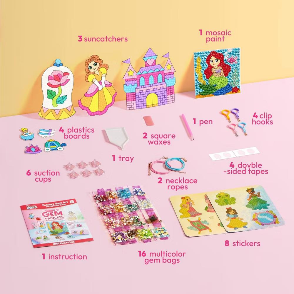 16 Pcs Gem Art Kit for Kids - 2 Styles, Diamond Painting Craft with 5D Gem, Arts & Crafts DIY Kit, Birthday Christmas Gift for Girls Ages 6-12 - Image 14