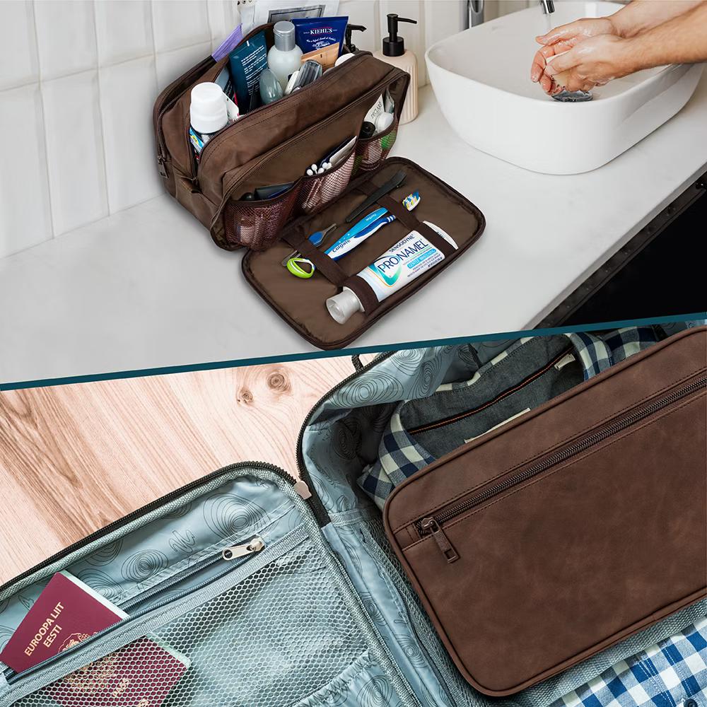 Toiletry Bag for Men, Travel Pouch Essentials Shaving Dopp Kit, Water Resistant Organizer Case Accessories - Image 11