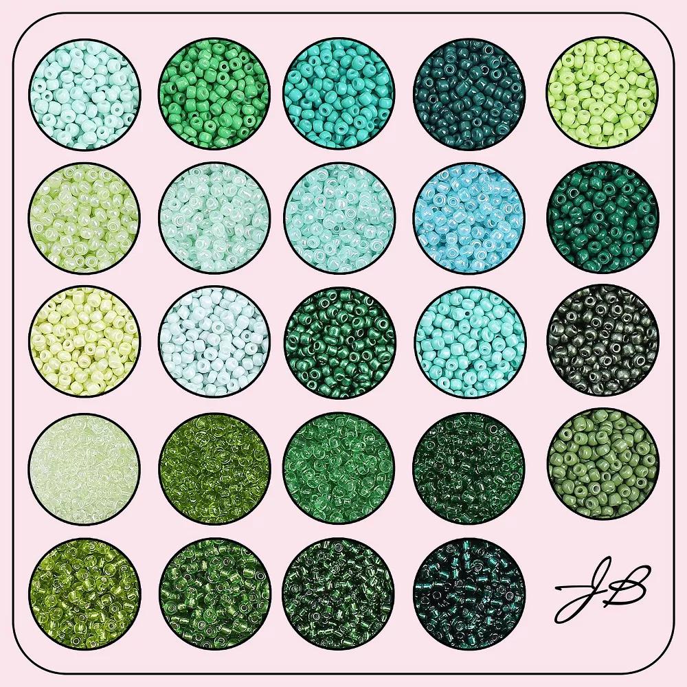 12500pcs Assorted Glass Seed Beads 8/0, 24 Colors Green Fields Palette Round Bead for DIY Crafts Jewelry Making Bead Box - Image 3