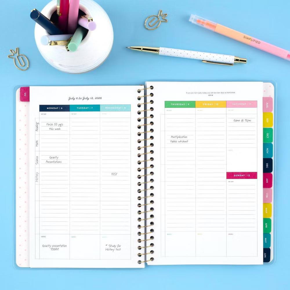 Emily Ley for At-A-Glance 5.375"x8.5" 2026-2027 Weekly/Monthly Small Student Planner Cream Floral - Image 5