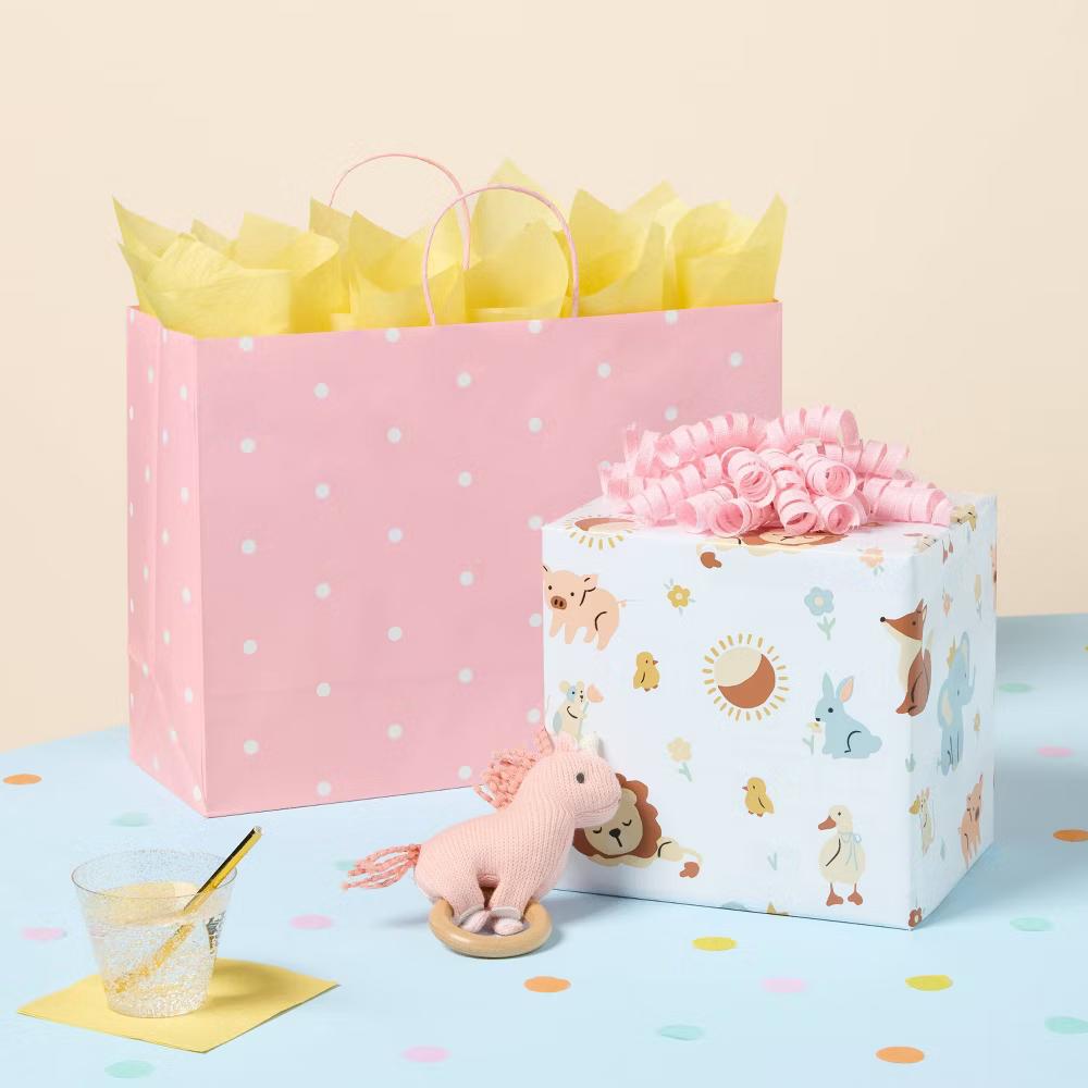 96"x30" Animal Scatter Print Baby Shower Gift Wrapping Paper Colorful
