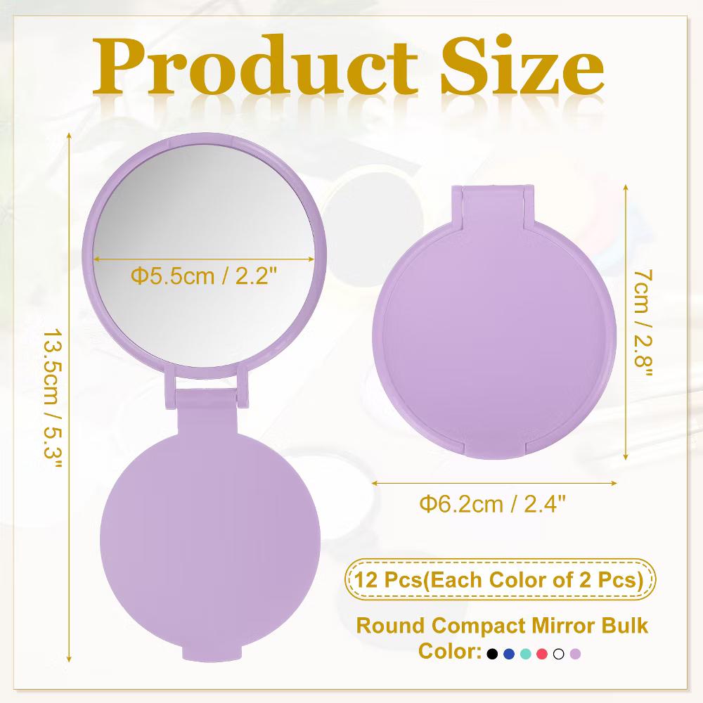 Folding Small Round Travel Women Girls Portable Pocket Mirror 12 Pcs - Image 12