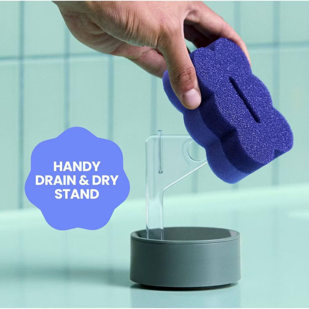 Brite by Scrub & Wipe Dish Sponge with Drain Dry Stand: Foam Material, Cleaning Tools and Accessories - Image 5