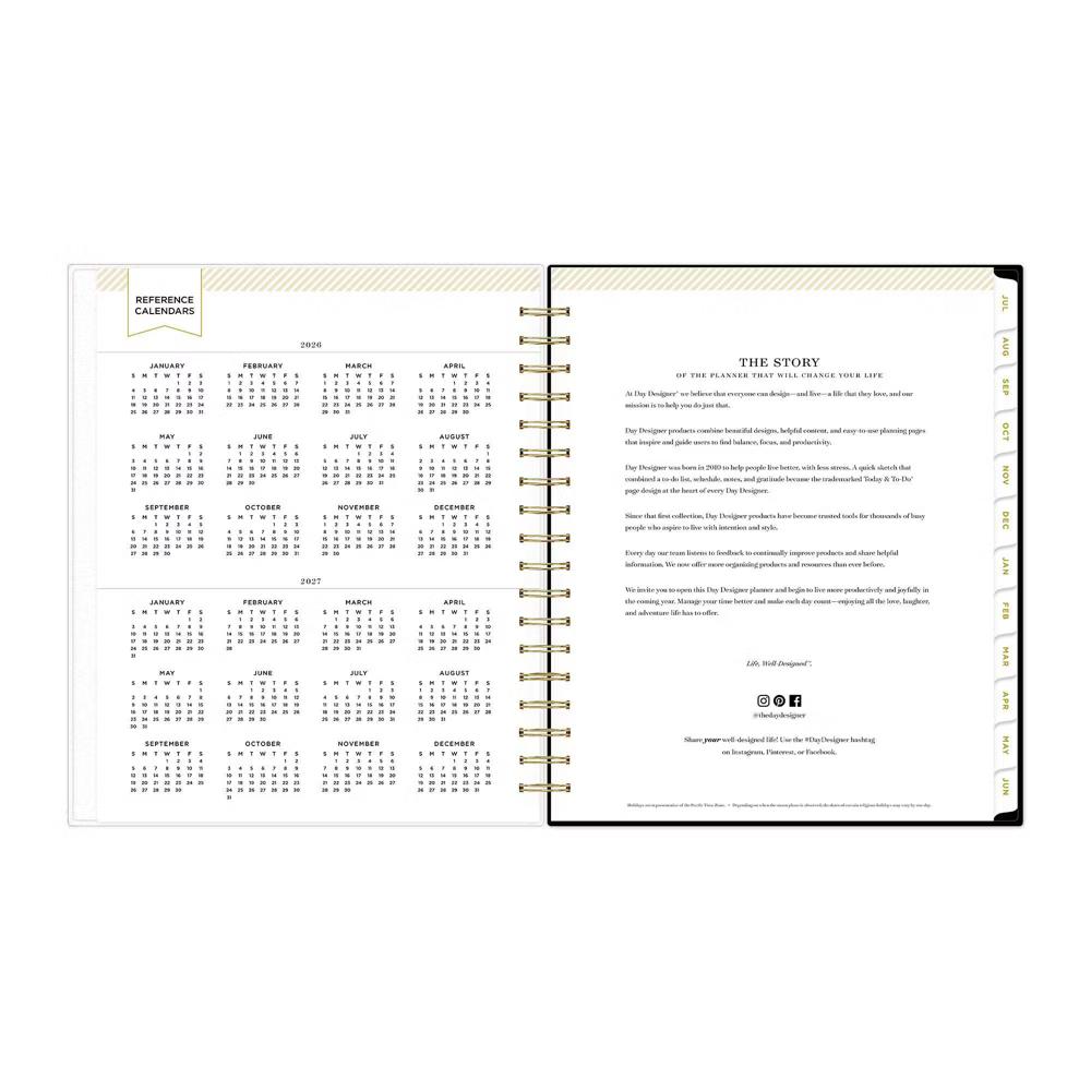 Day Designer 8"x10" AY 2026-2027 Planner Rugby Stripe Black Frosted 27 Daily/Monthly Safety Wirebound - Image 15