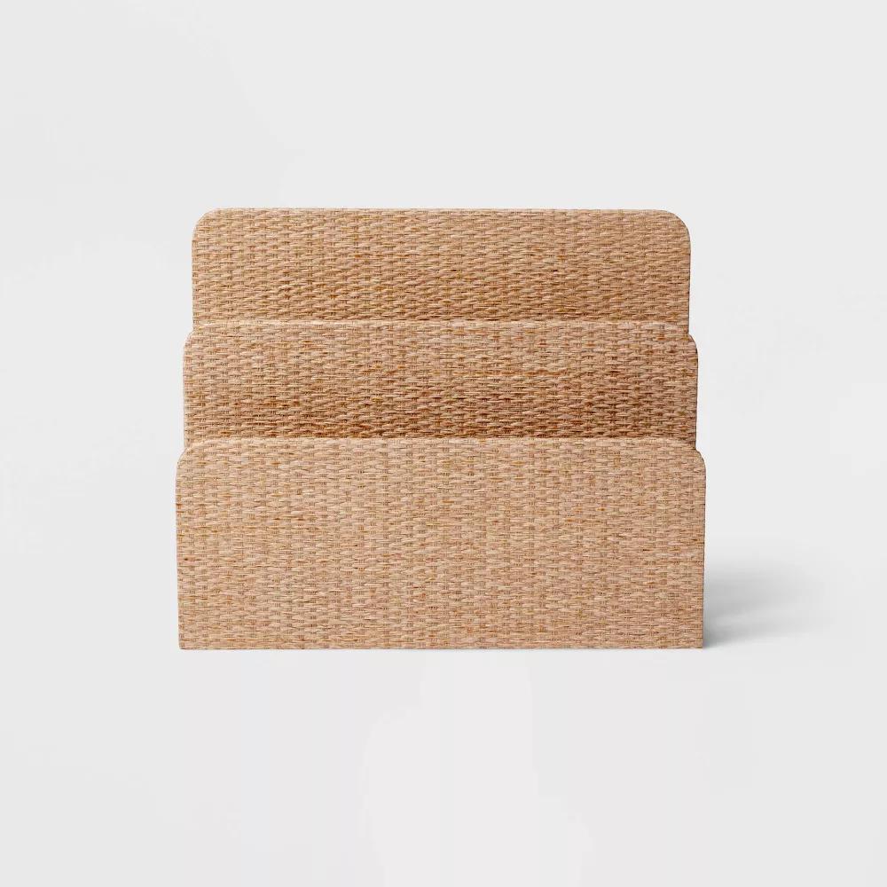 Woven 2-Slot Letter Sorter Taupe - Mail & Desk Organizer, Office Supplies - Image 3