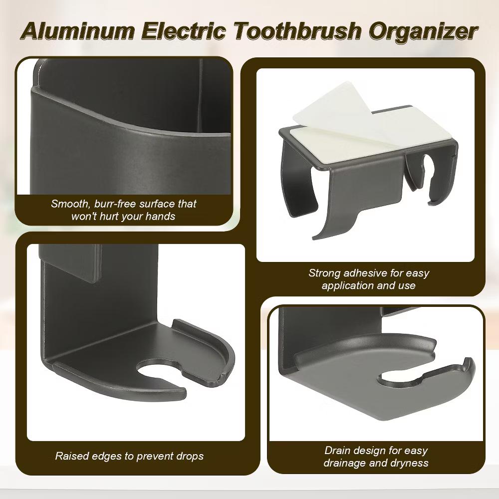 Electric Toothbrush Holder, Wall Mounted Aluminum Toothbrush Organizer - Image 10
