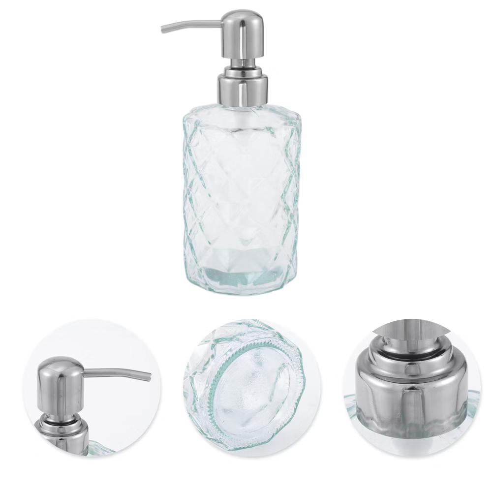 Elegant Soap Pump Dispenser for Bathroom 11.15oz Clear Silver Tone 1 Pc - Image 4