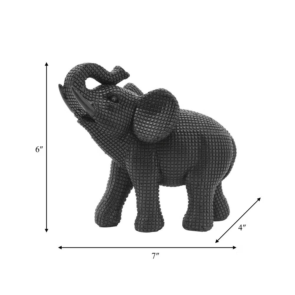 Sagebrook Home 7" Elephant Sculpture - Decorative Polyresin Elephant Statue For Home Decor - Table Accent, Desktop Figurine - Image 2