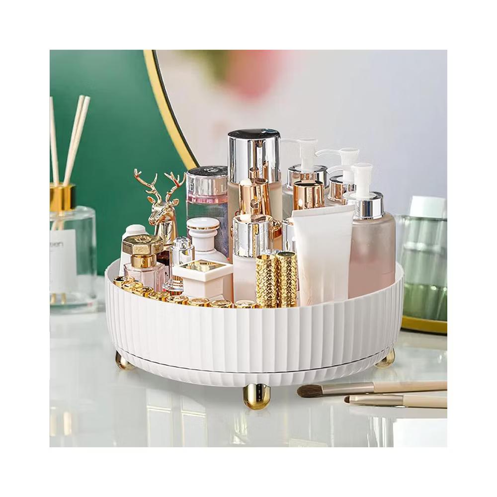 360 Degree Rotating Makeup Organizer Tray, Lazy Susan Perfume and Skincare Storage Organizer for Vanity, Dresser and Bathroom Countertop-white - Image 7