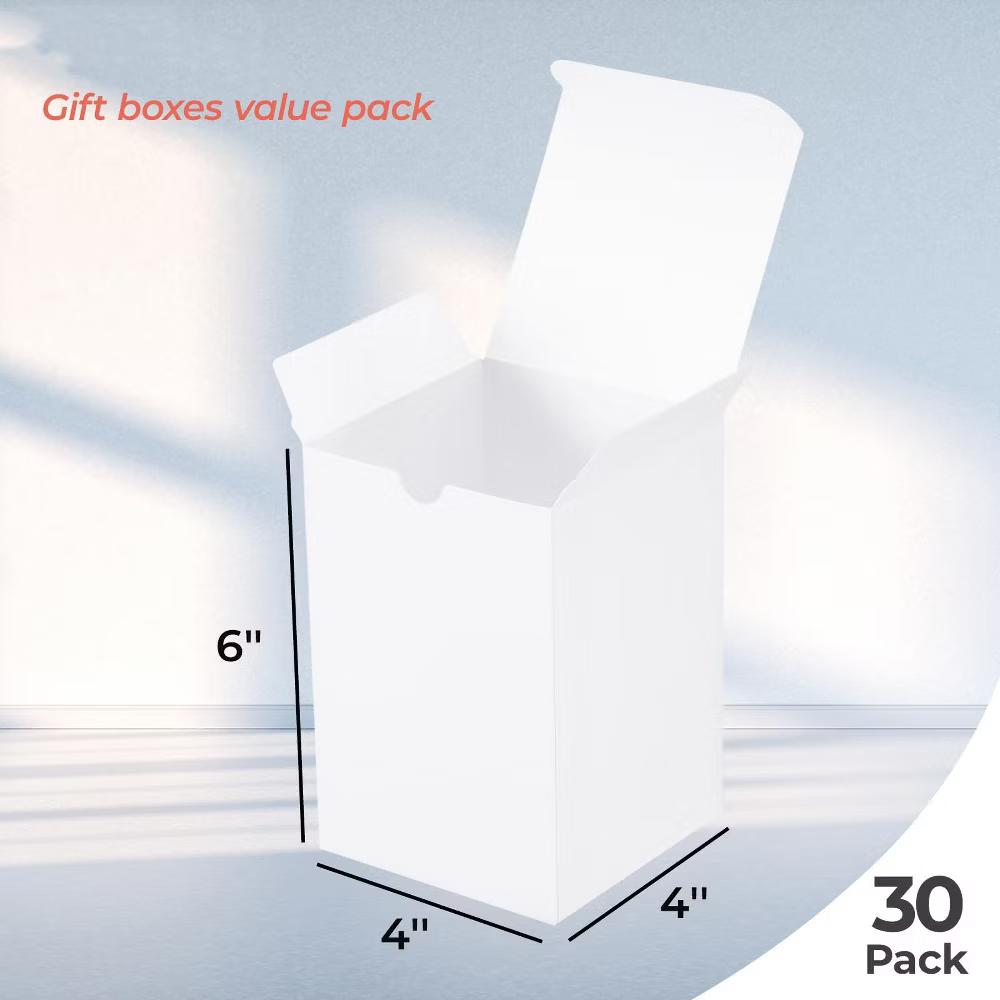 30 Pack White Gift Boxes 4x4x6 Inches for Candles Ornaments Mugs Glasses Jars Ideal for Gifts Storage and Organization - Image 3