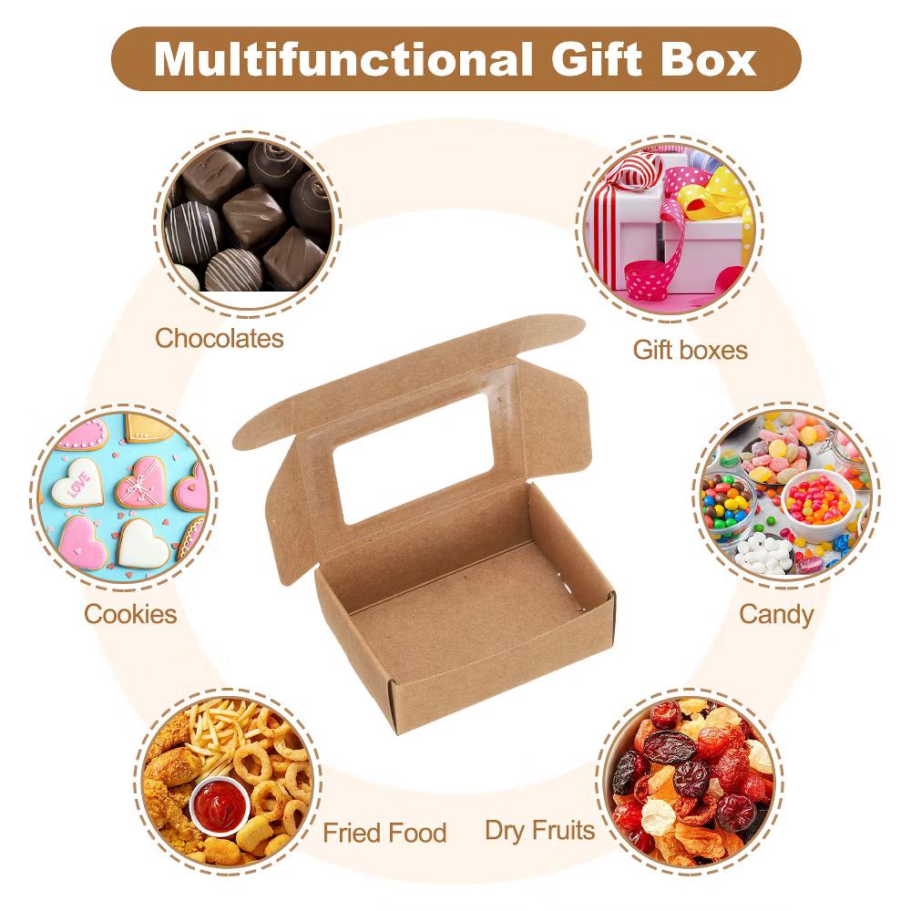 Paper Party Favor Treats Candy Cookie Packaging with Clear Window Kraft Soap Boxes 32 Pcs - Image 14