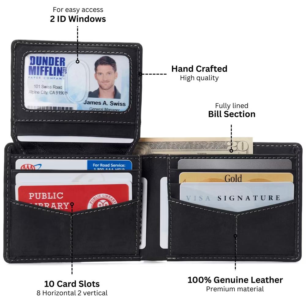 Alpine Swiss Connor Executive Bifold Wallet | Business Passcase for Men | Premium Leather | Dual ID Windows | RFID Blocking | Gift Box Included - Image 25