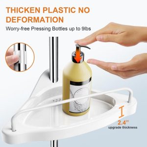 Adjustable Tension Pole Shower Shelf, 4-Tier Corner Caddy with ABS Baskets, No Drill Bathroom Storage