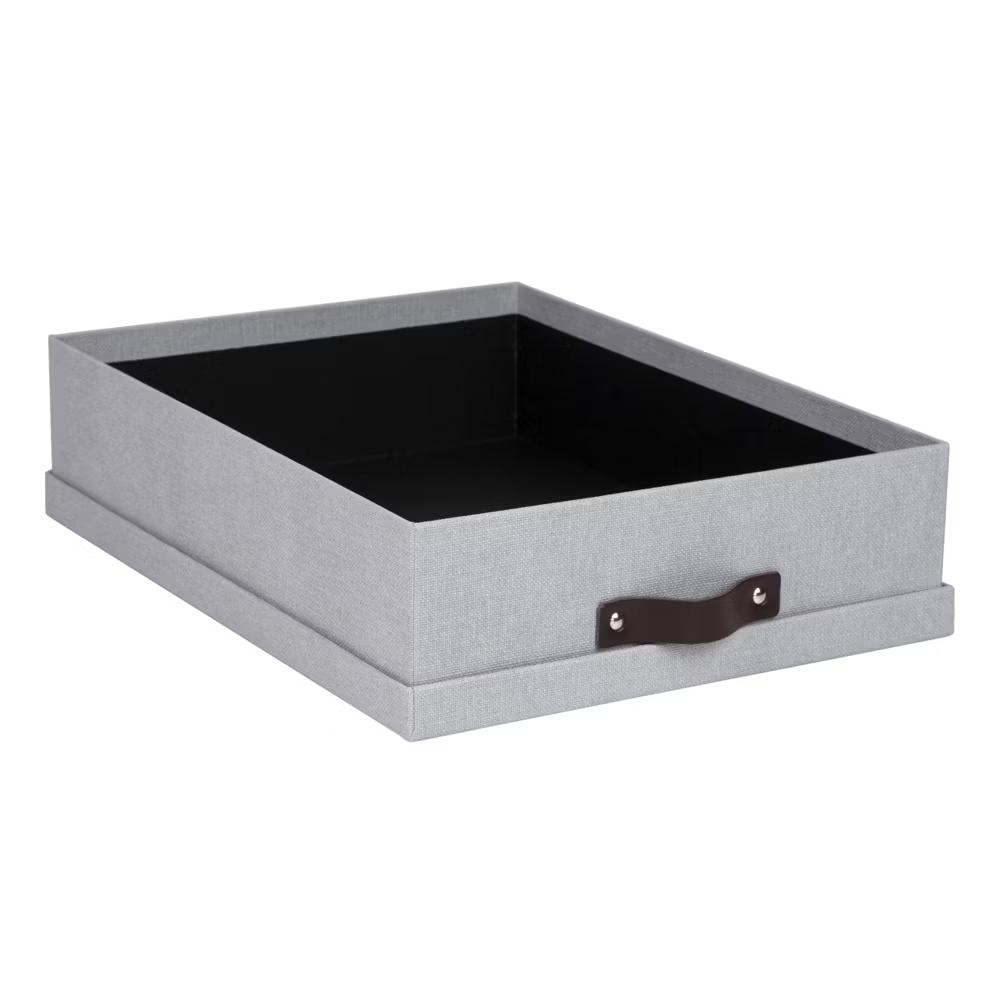 Bigso Oskar Document Letter Box with Lid and Leather Handle – Canvas Fiberboard File Organizer, 3.3" 10.2" 13.8" - Image 2