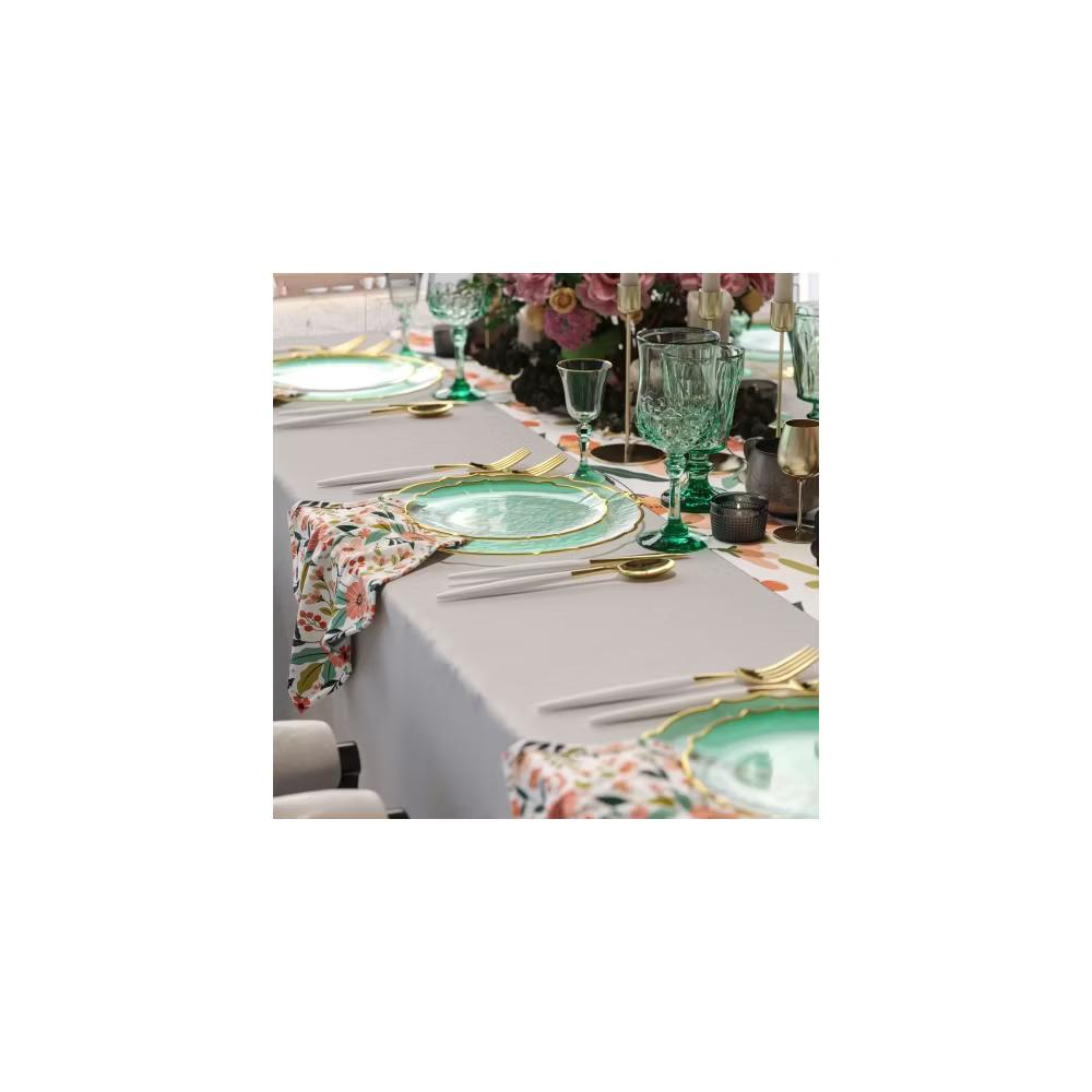 Trendables 40 Pieces Plastic Disposable Wedding Plates Set - 20 7.5" & 20 10" Thin & DelicateTinted Petals Plates with Rim - Image 65