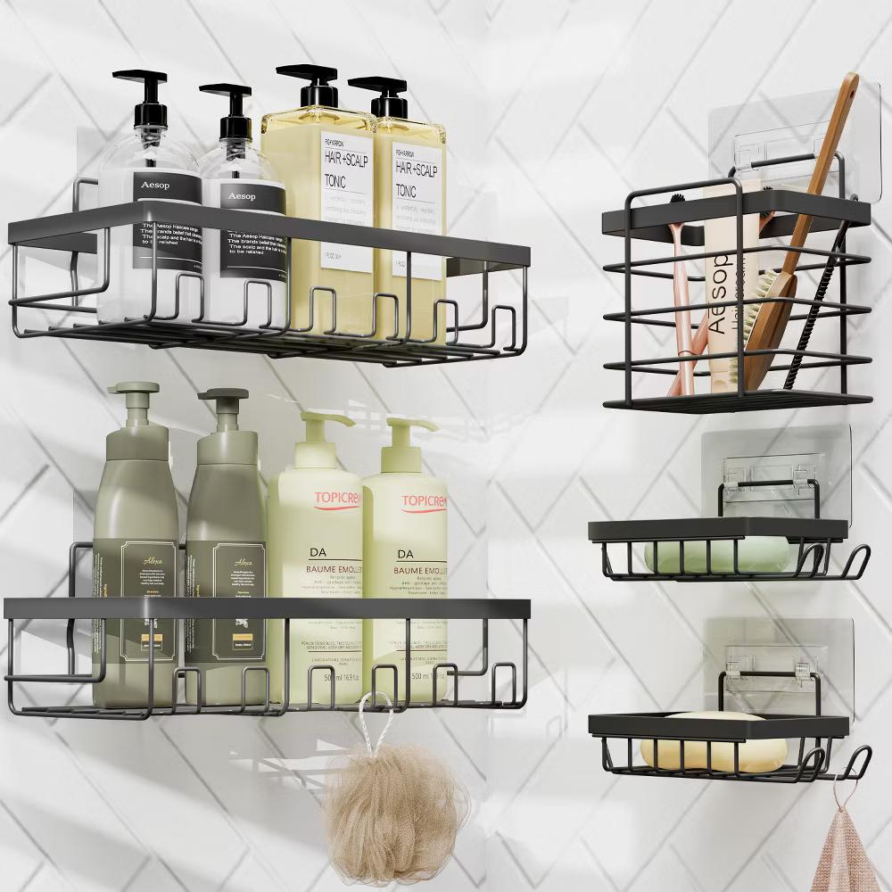 Hearth & Harbor Shower Caddy Adhesive Shower Organizer, Large Capacity Stainless Steel Shower Caddies - Image 10