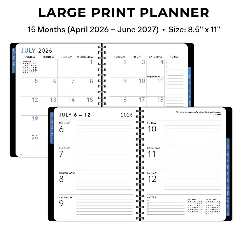 Excello Brands Rocketplanner App Large Print Academic Planner 2026-2027, 15 Month 8.5 11 Black Smart Planner, Scan Events,Outlook Google Apple - Image 5
