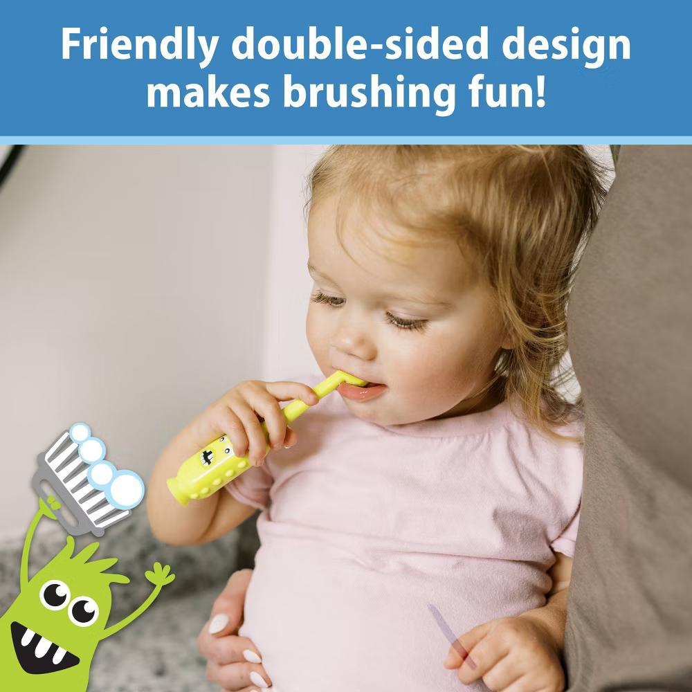 Dr. Brown's Tooth Scrubber Triple Sided Training Toddler Manual Toothbrush - Green - Image 8