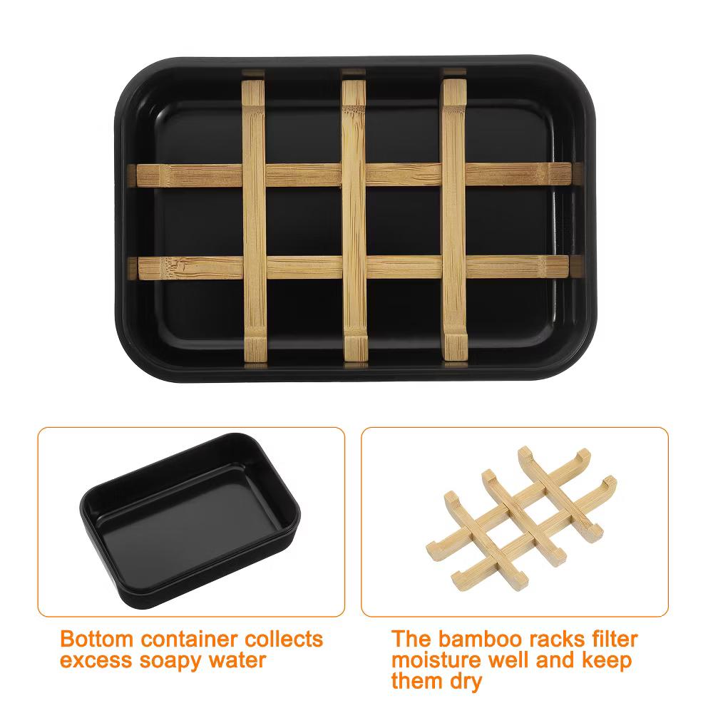 Bamboo Fiber Self-Draining Soap Holder with Lid - Image 16