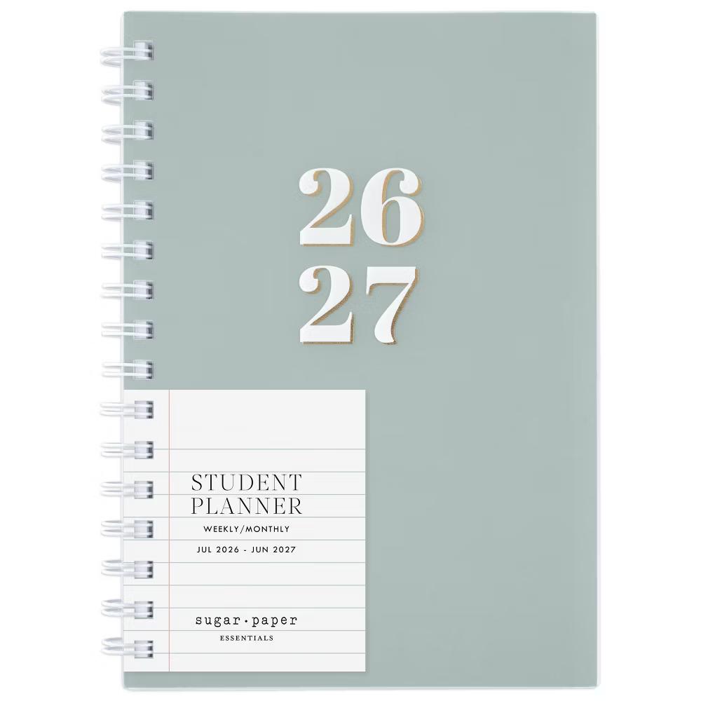 Essentials 5.5"x8.5" 2026-2027 Weekly/Monthly Small Student Planner Mint Green