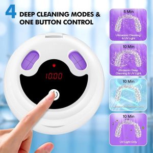Portable Ultrasonic Denture Cleaner with UV Light for Retainers and Jewelry.