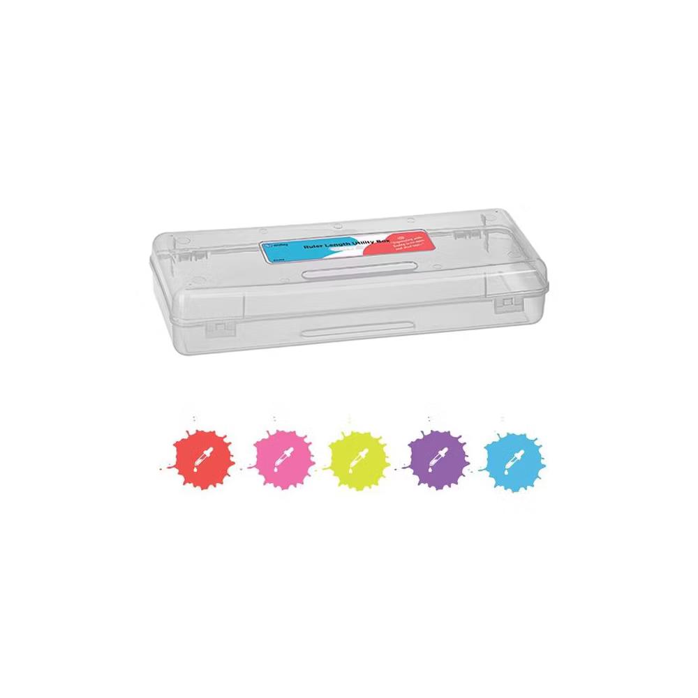 Pencil Box, Storage Organizer Utility Box, Multipurpose Long Ruler Length School Office Supplies Plastic Pencil Case for Kids & Adults - Image 8