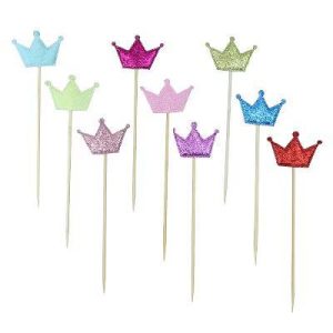 Assorted Crown Cake Toppers, Pack of 45