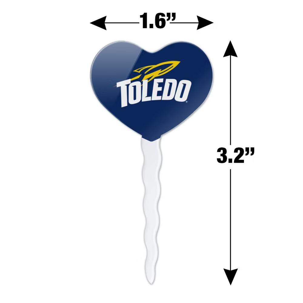 NCAA University of Toledo Rockets Logo Heart Love Cupcake Picks Toppers Decoration Set of 6 - Image 4