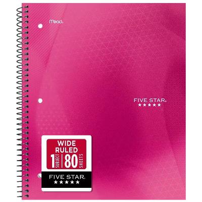 Five Star 8"x10.5" Active Wide Ruled Notebook 80 Pages Pink - Image 5