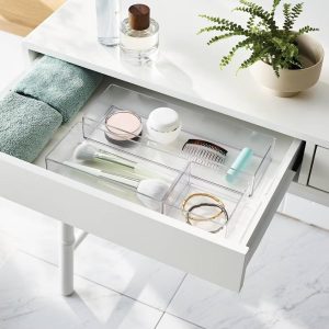 3 Bathroom Plastic Tray Beauty Organizer Set Clear