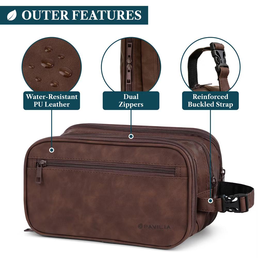 Toiletry Bag for Men, Travel Pouch Essentials Shaving Dopp Kit, Water Resistant Organizer Case Accessories - Image 13