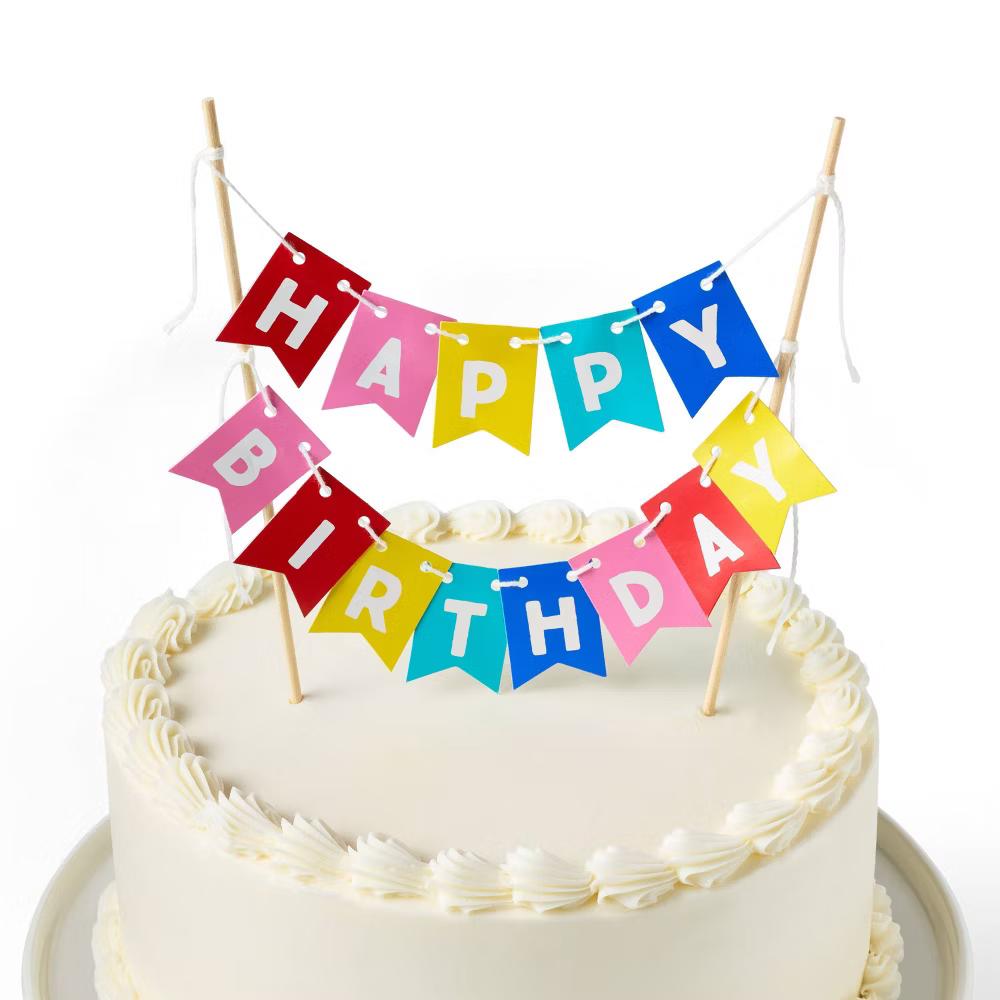 Happy Birthday Banner Cake Topper