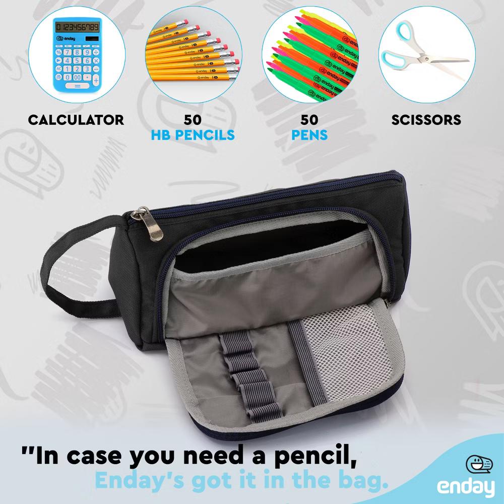Large Capacity Pencil Case, 3-Compartment Zipper Pencil Pouch, Cute Pencil Case Organizer - Image 2