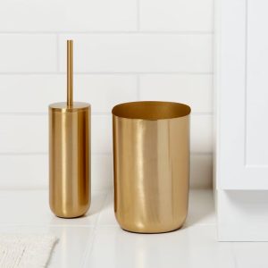 Brushed Brass Toilet Bowl Brush and Holder
