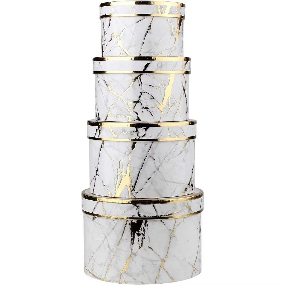 Home Collection Set of 4 Marble White Nesting Gift Boxes - Image 4
