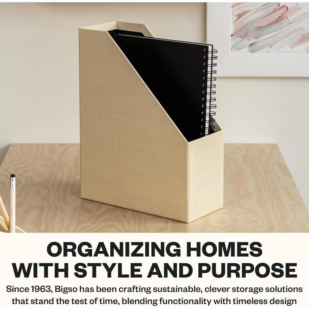 Bigso Estelle Magazine File Holder with Leather Handle – Desk Organizer for Papers and Catalogs, 12.6" 4.5" 9.8" - Image 12
