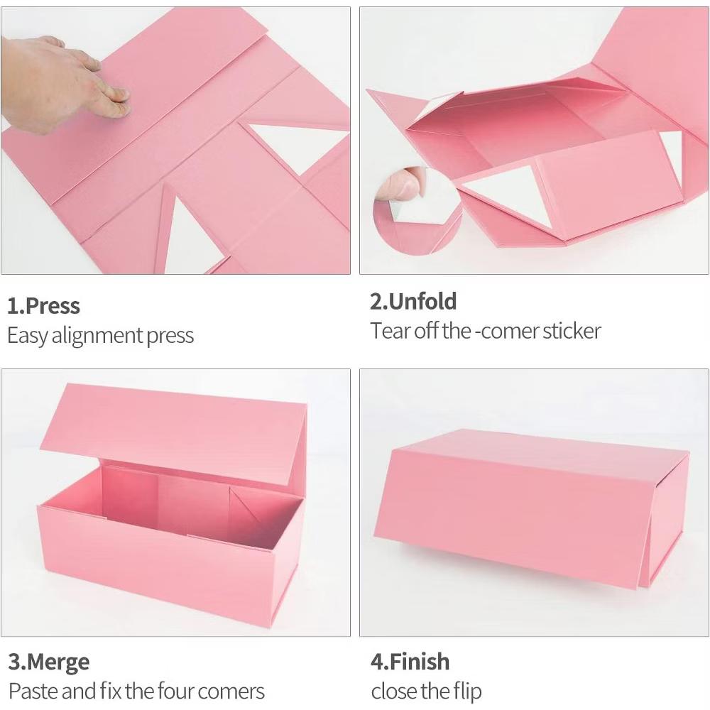 Pink Magnetic Gift Box 12 6 4 Inch 1 Set Glossy Recyclable Cardboard for Bridesmaid Birthday Wedding Presents Packaging - Image 4