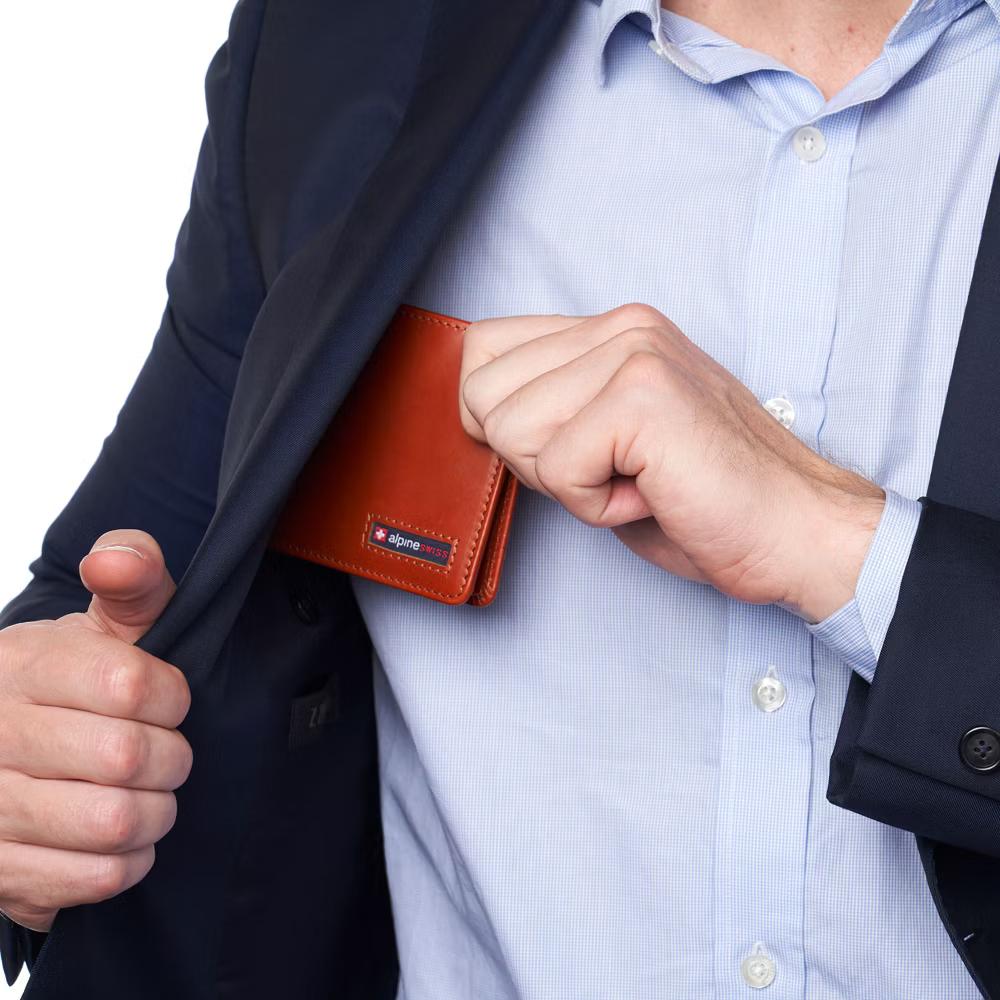 Alpine Swiss Connor Executive Bifold Wallet | Business Passcase for Men | Premium Leather | Dual ID Windows | RFID Blocking | Gift Box Included - Image 16