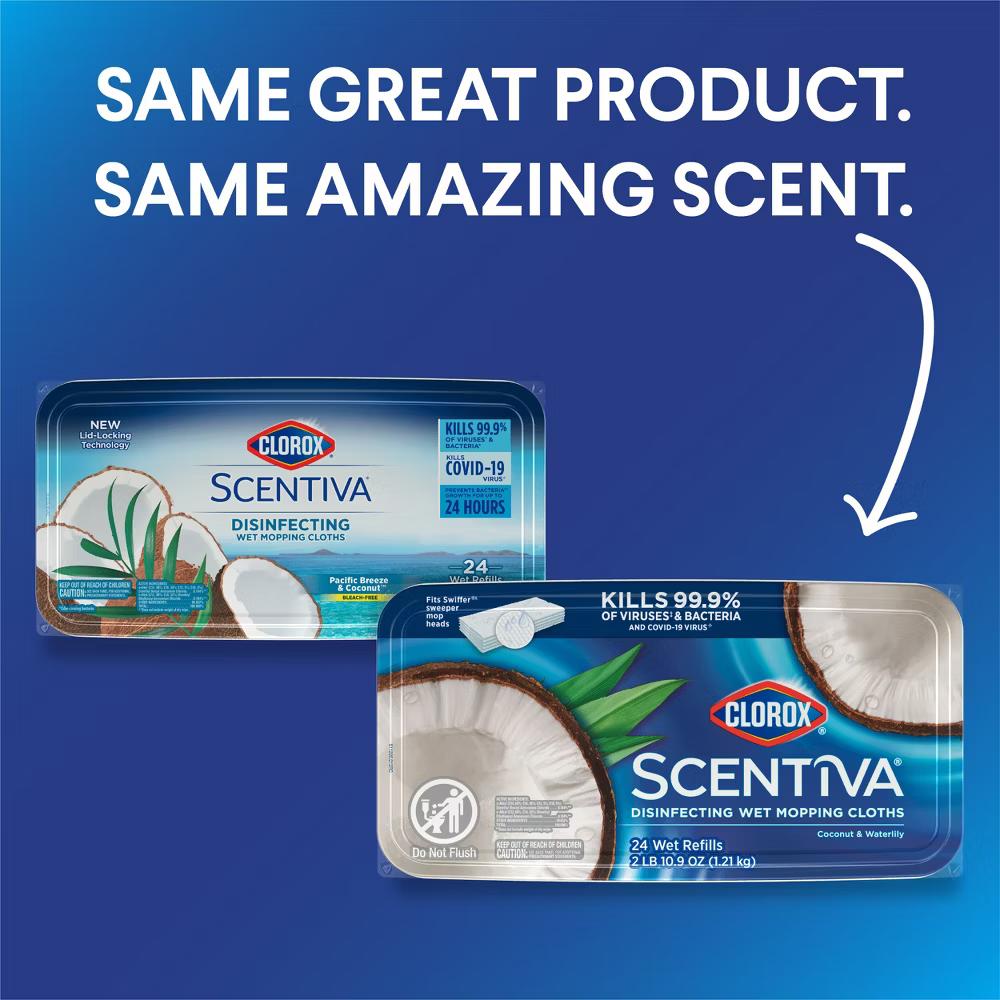Scentiva Disinfecting Wet Mopping Refill Cloths - Coconut & Waterlily - 24ct: Compatible With Swiffer, For Linoleum & Tile Floors - Image 10