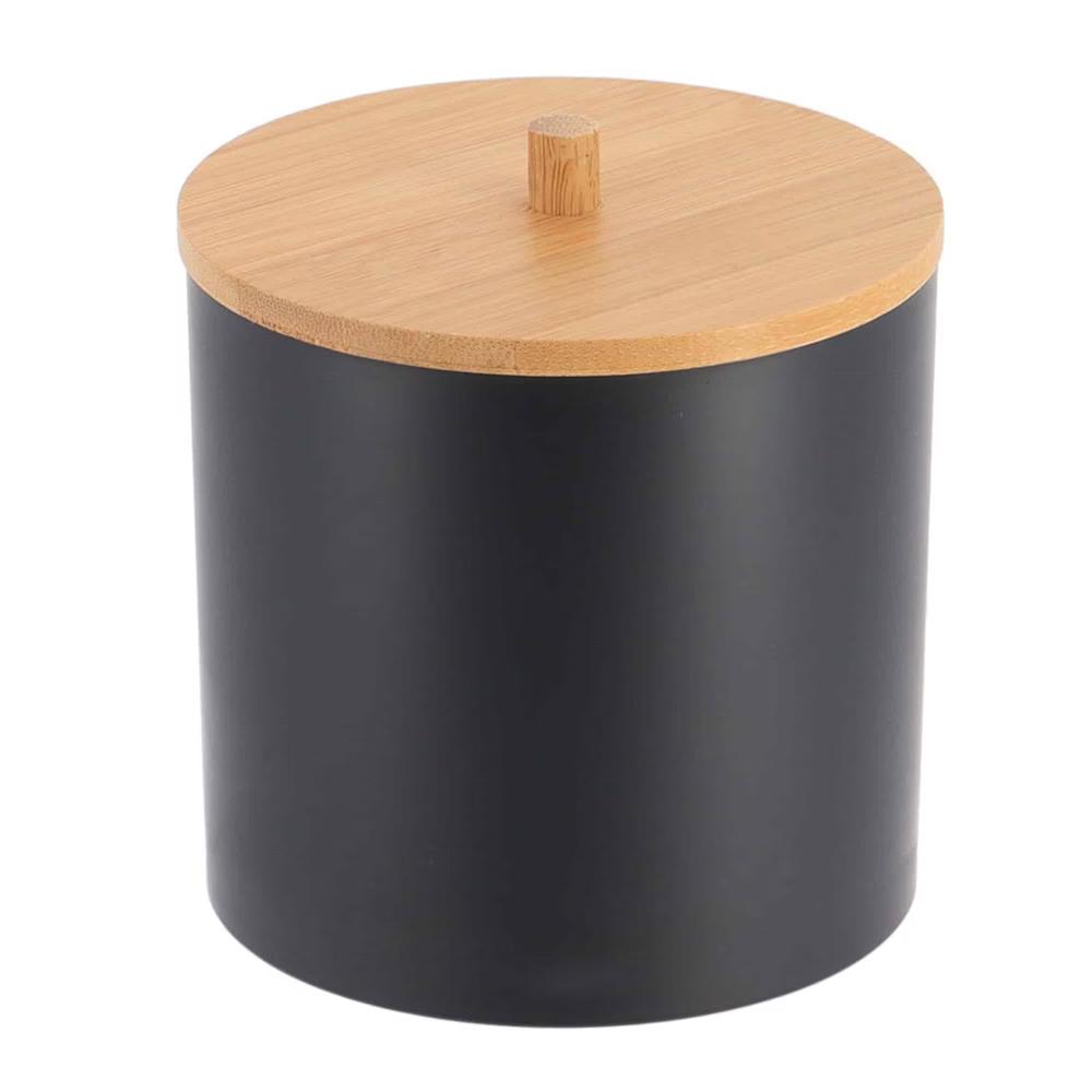 French Home Goods Cotton Pad & Q-Tip Holder with Bamboo Lid - Image 2