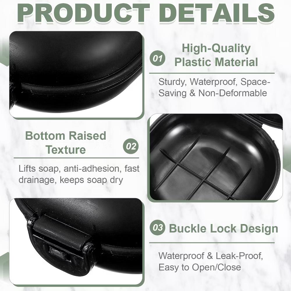 Soap Dish, Portable Travel Soap Box Waterproof Holder Case Round - Image 5