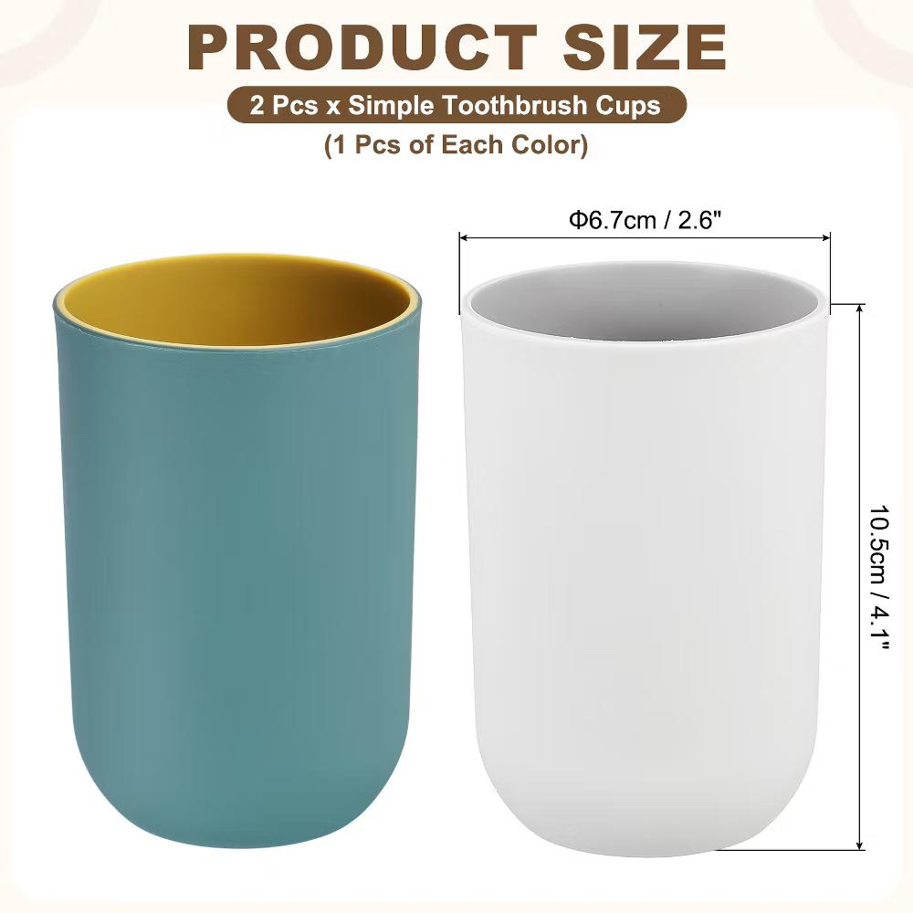 Reusable Plastic Practical Gift Toothbrush Cups 2.6 2.6 4.1 Inch 2 Pcs - Image 8