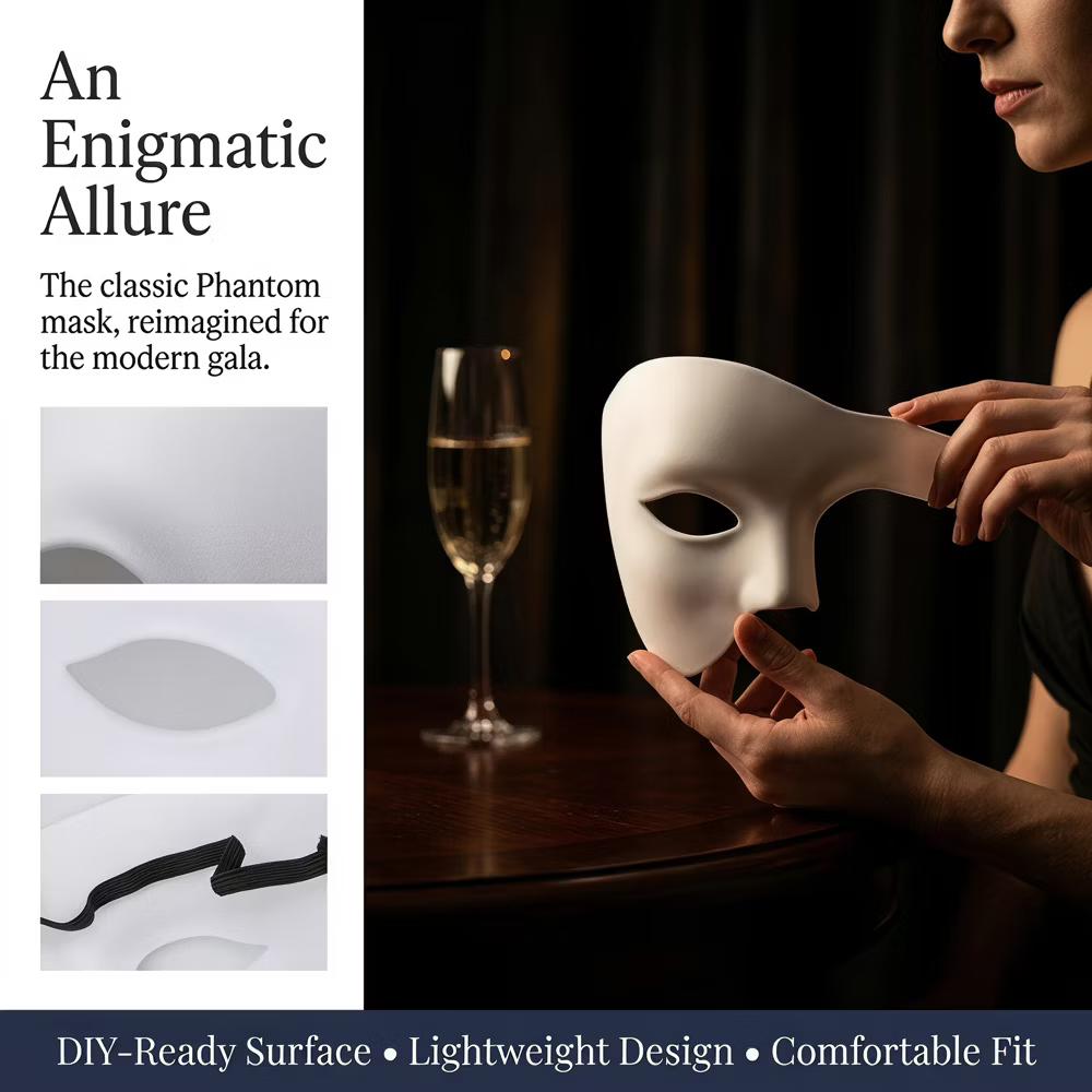 Plastic Half Face Mask for Halloween Costume Party and Mysterious Black Decor - Image 26