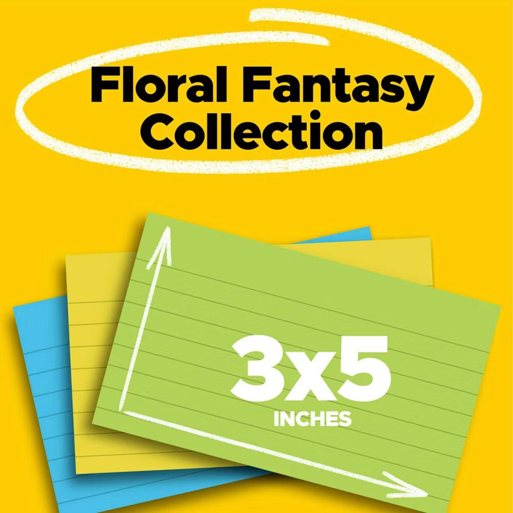 Notes 3pk 3" 5" 100 Sheets/Pad Floral Fantasy Collection: Sticky Notes, Multicolor, Art & Design, Uncoated Paper - Image 2