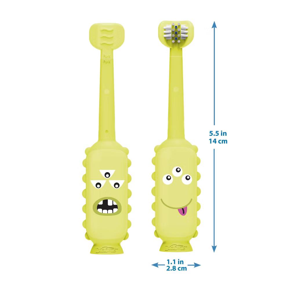 Dr. Brown's Tooth Scrubber Triple Sided Training Toddler Manual Toothbrush - Green - Image 4
