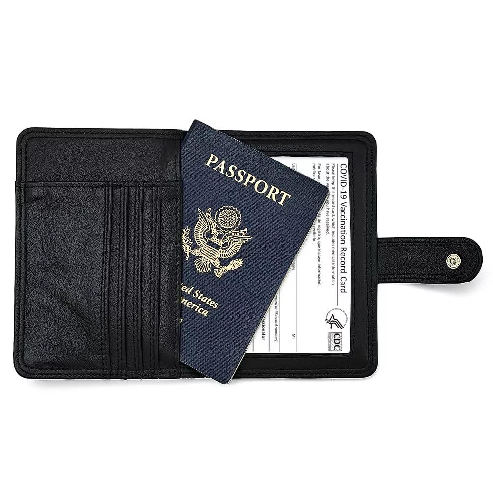 Steeltime Unisex leather passport holder. Color Options: Black, Brown, Navy, Teal, Red, Purple - Image 5