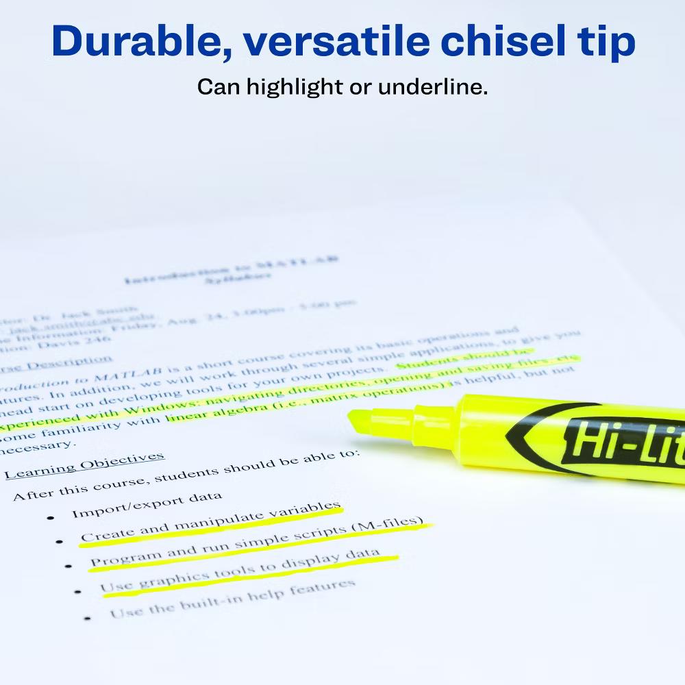 Avery Hi-Liter Desk-Style Highlighters, SmearSafe, Chisel Tip, 12 Yellow Highlighters (98035) - Image 5