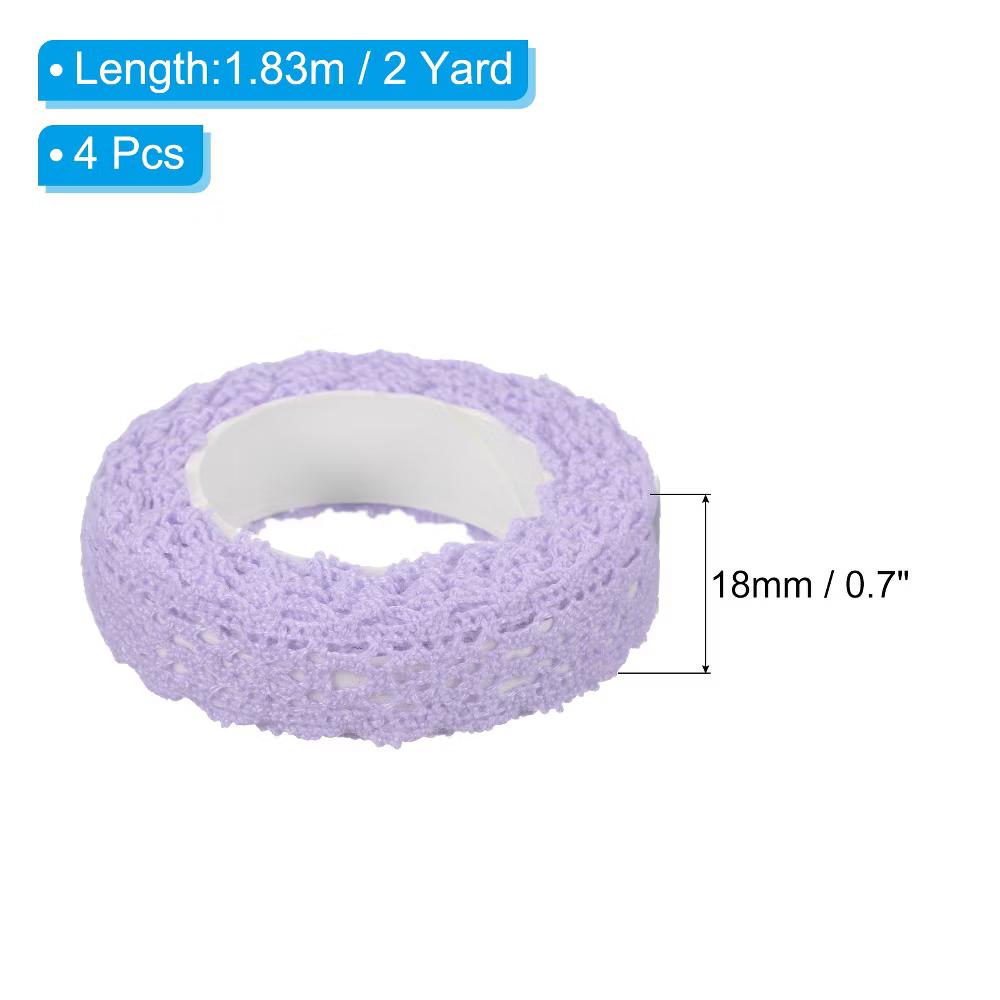 Cotton Self-Adhesive DIY Craft Decorative Lace Ribbon Tapes 0.7" 2 Yards 4 Pcs - Image 17
