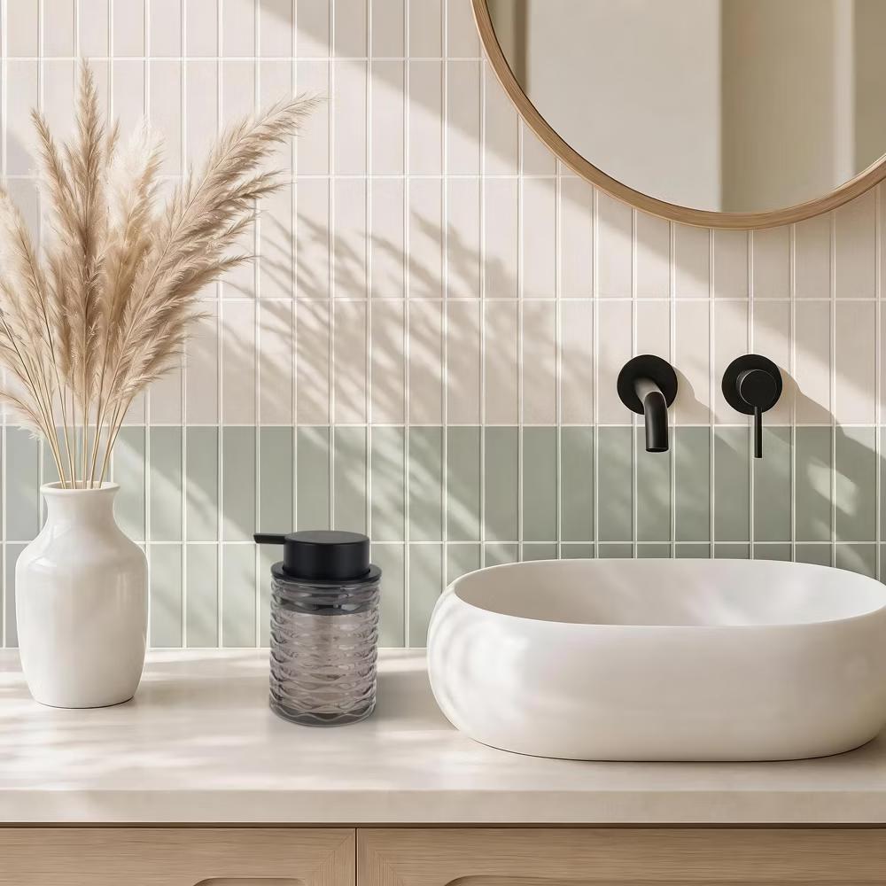 Wave Pattern Pump Soap Dispenser Gray Black 1 Pc - Image 4